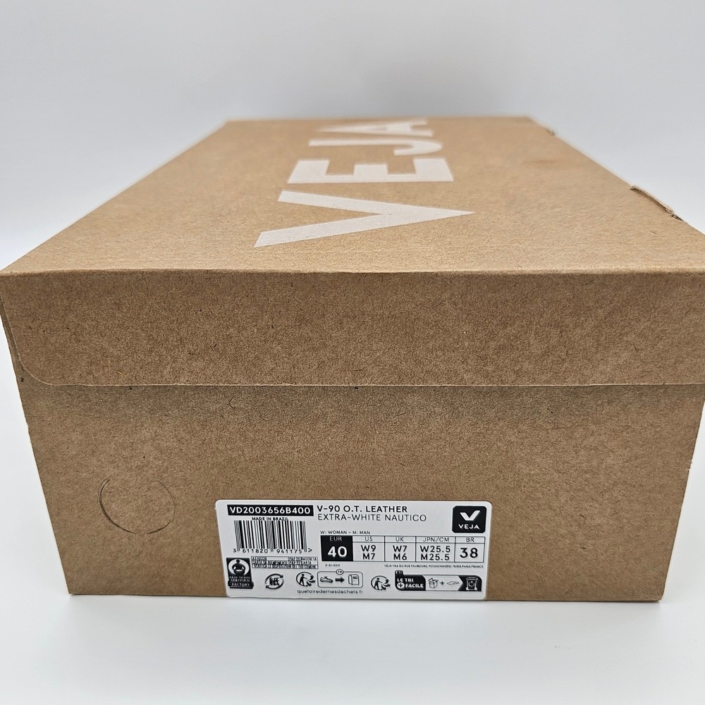 Veja Unisex V-90 O.T. Leather Sneakers Court Shoes Extra-White Nautico Size 9 - Picture 8 of 8